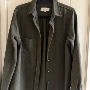 Anian Womens Modern Melton Olive Wool Shirt XL